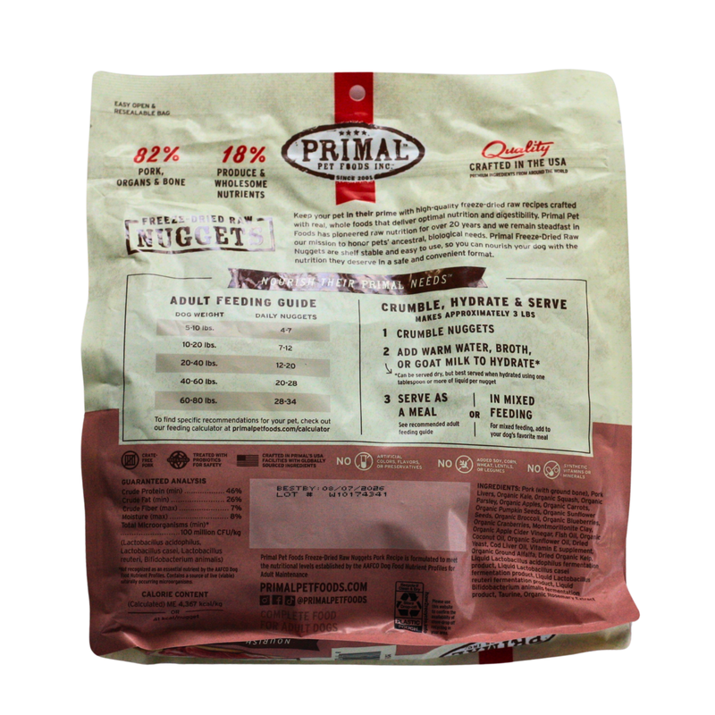 Primal Freeze Dried Nuggets Pork (14 oz bag)