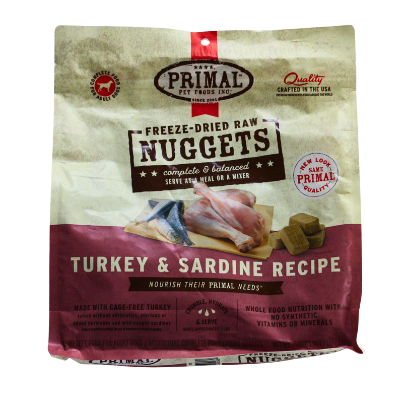 Primal Freeze Dried Nuggets Turkey & Sardine (14 oz bag)