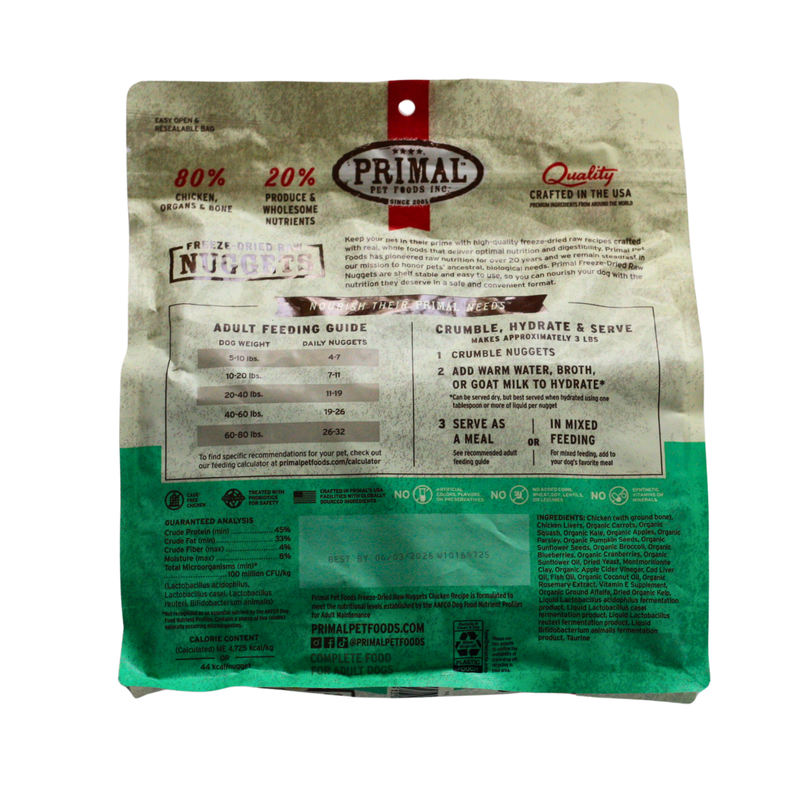 Primal Freeze Dried Nuggets Chicken (14 oz bag)