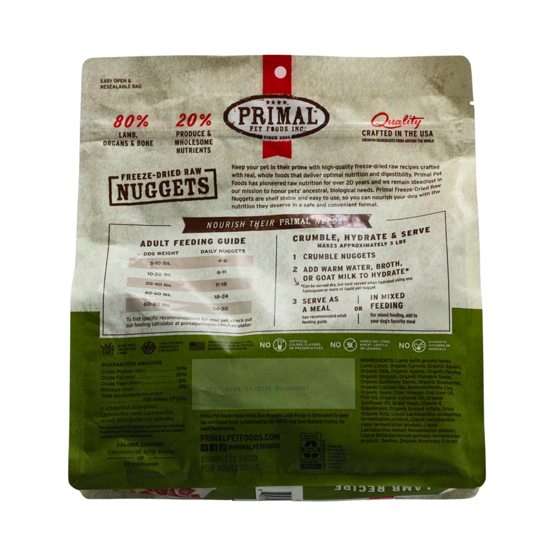 Primal Freeze Dried Nuggets Lamb (14 oz bag)