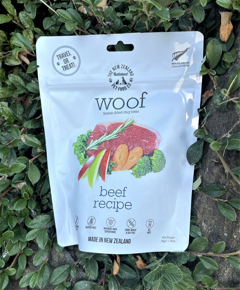 Woof Freeze Dried Beef treat/topper/